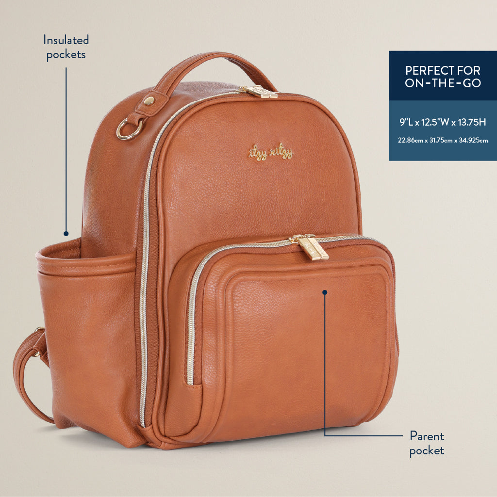 Itzy Mini Plus  Diaper Bag Diaper Bag ItzyRitzy Cognac