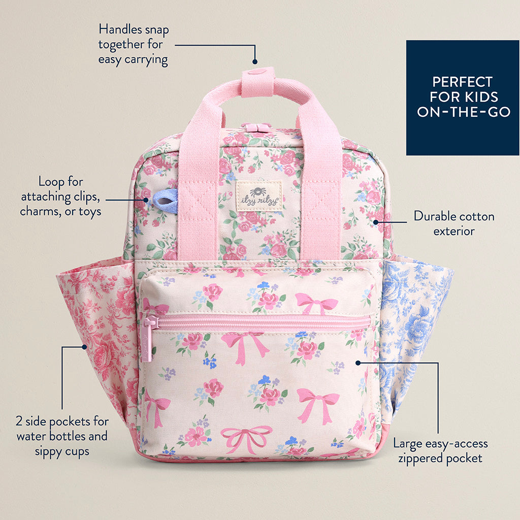 Itzy Bitzy Bag Toddler Backpack Ribbons Roses
