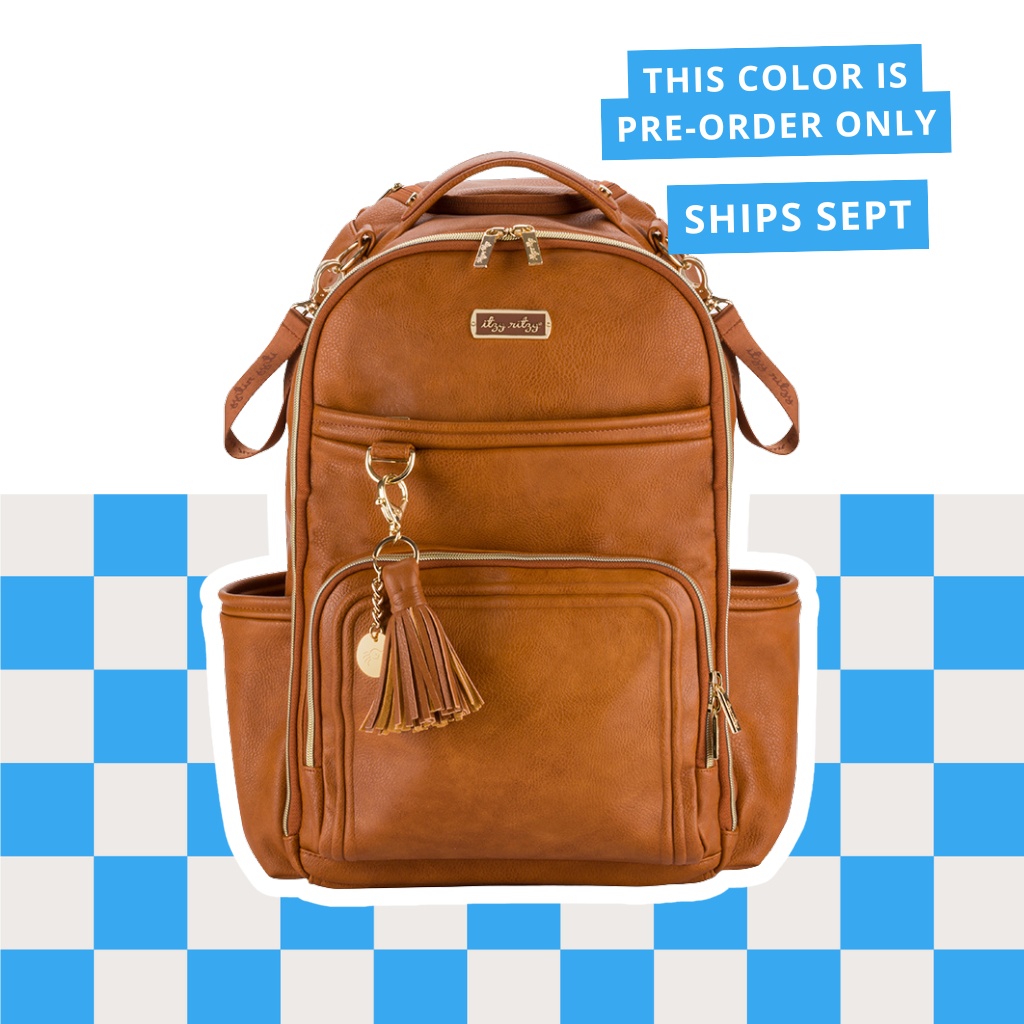 Boss Plus™ Large Diaper Bag Backpack Diaper Bag Itzy Ritzy® Cognac