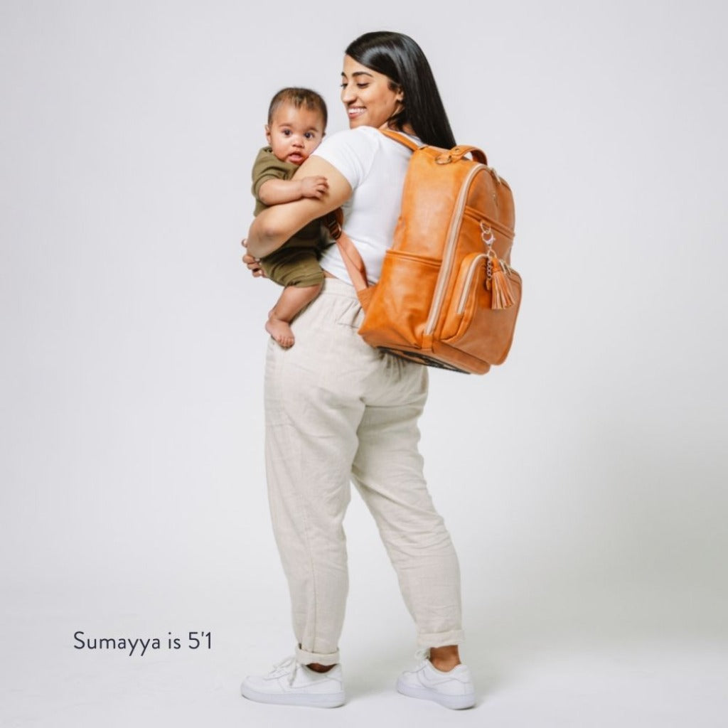 Boss Plus Large Diaper Bag Backpack Diaper Bag Itzy Ritzy Cognac