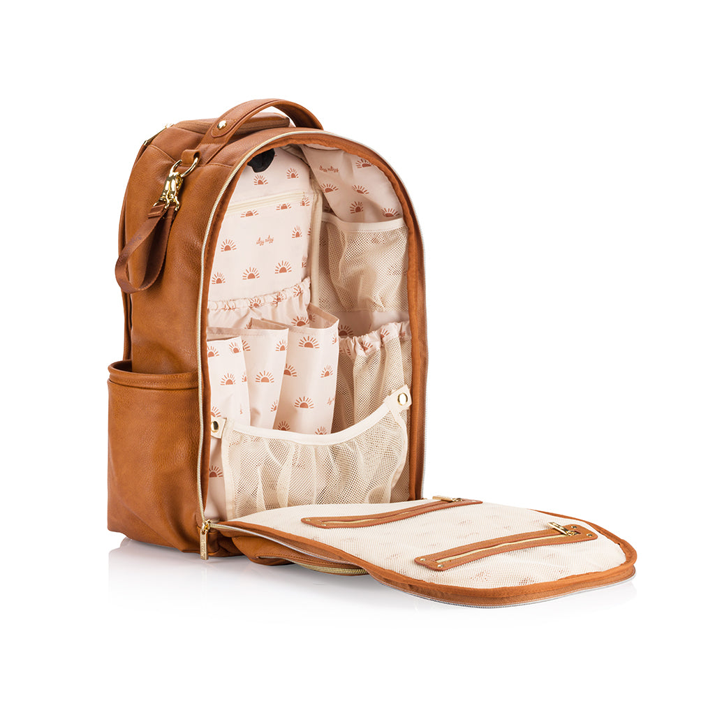 Boss Plus Large Diaper Bag Backpack Diaper Bag Itzy Ritzy Cognac 