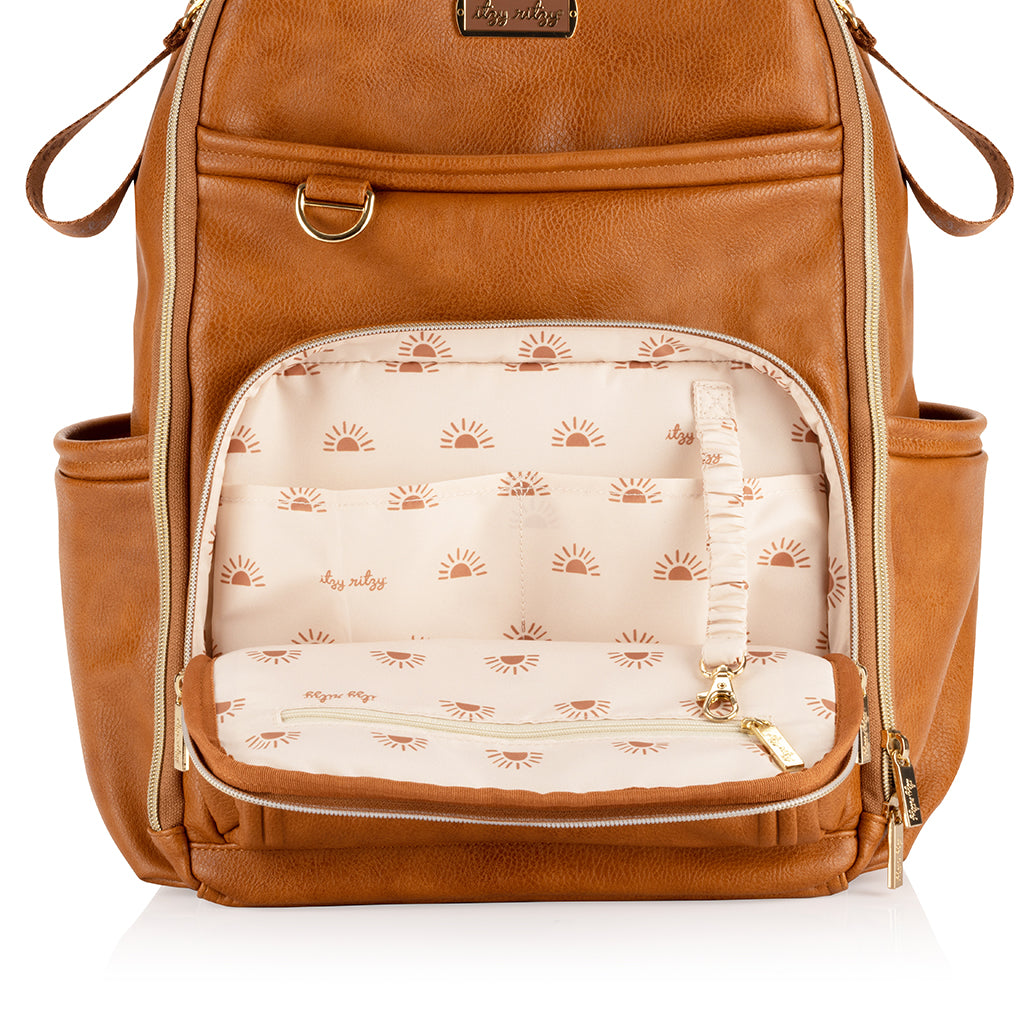 Boss Plus Large Diaper Bag Backpack Diaper Bag Itzy Ritzy Cognac