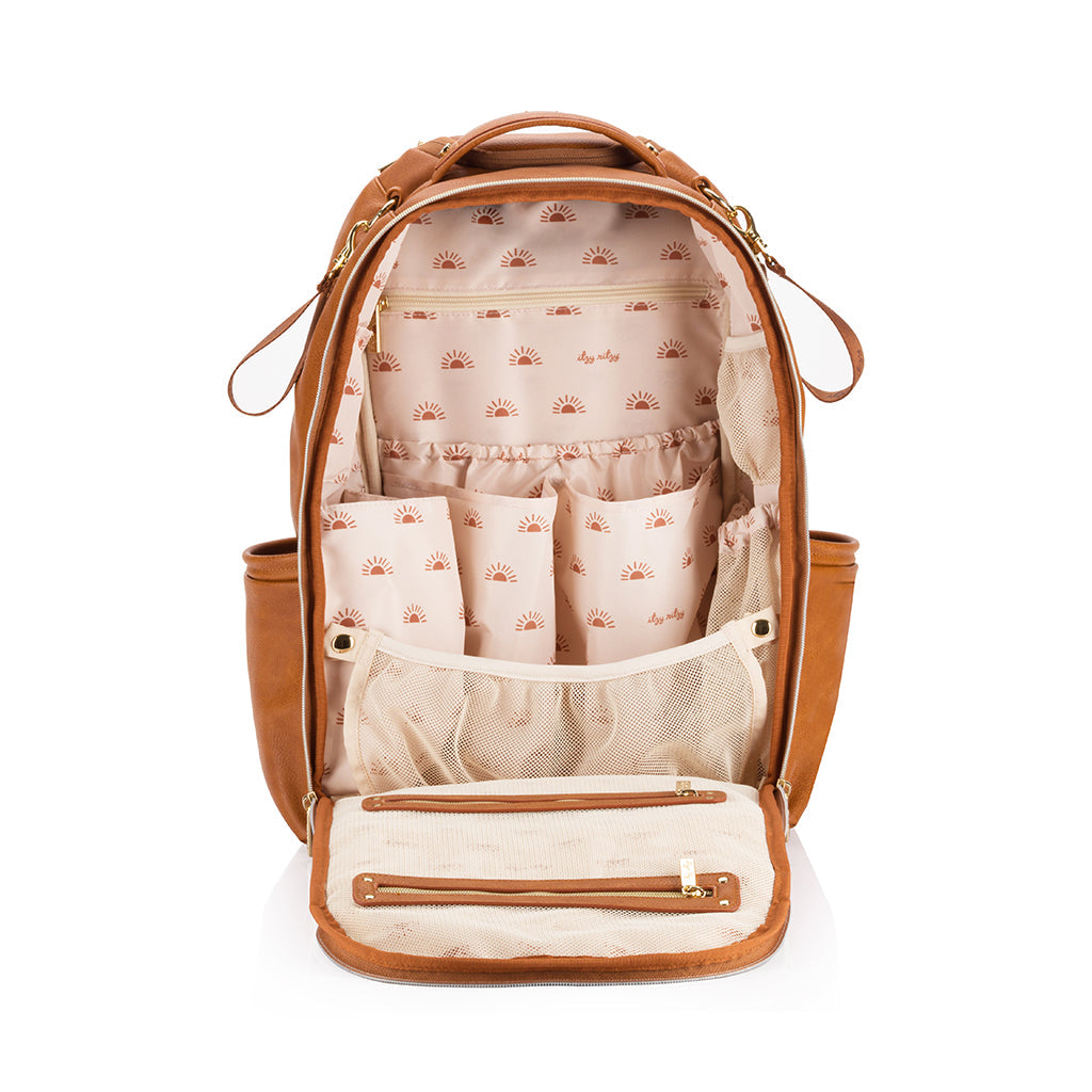 Boss Plus Large Diaper Bag Backpack Diaper Bag Itzy Ritzy Cognac