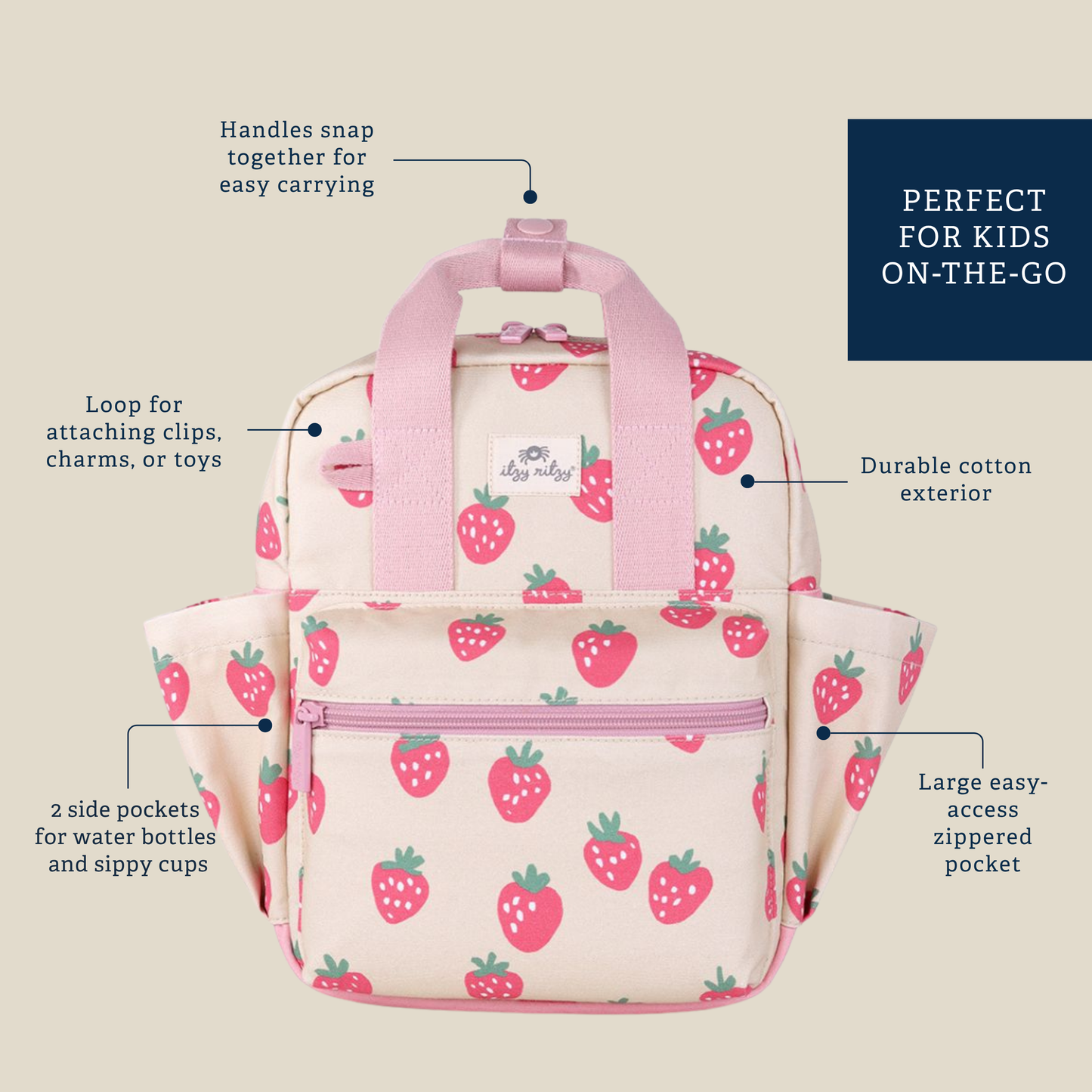 Itzy Bitzy Bag™ Toddler Nursery Backpack - Strawberry & Cream