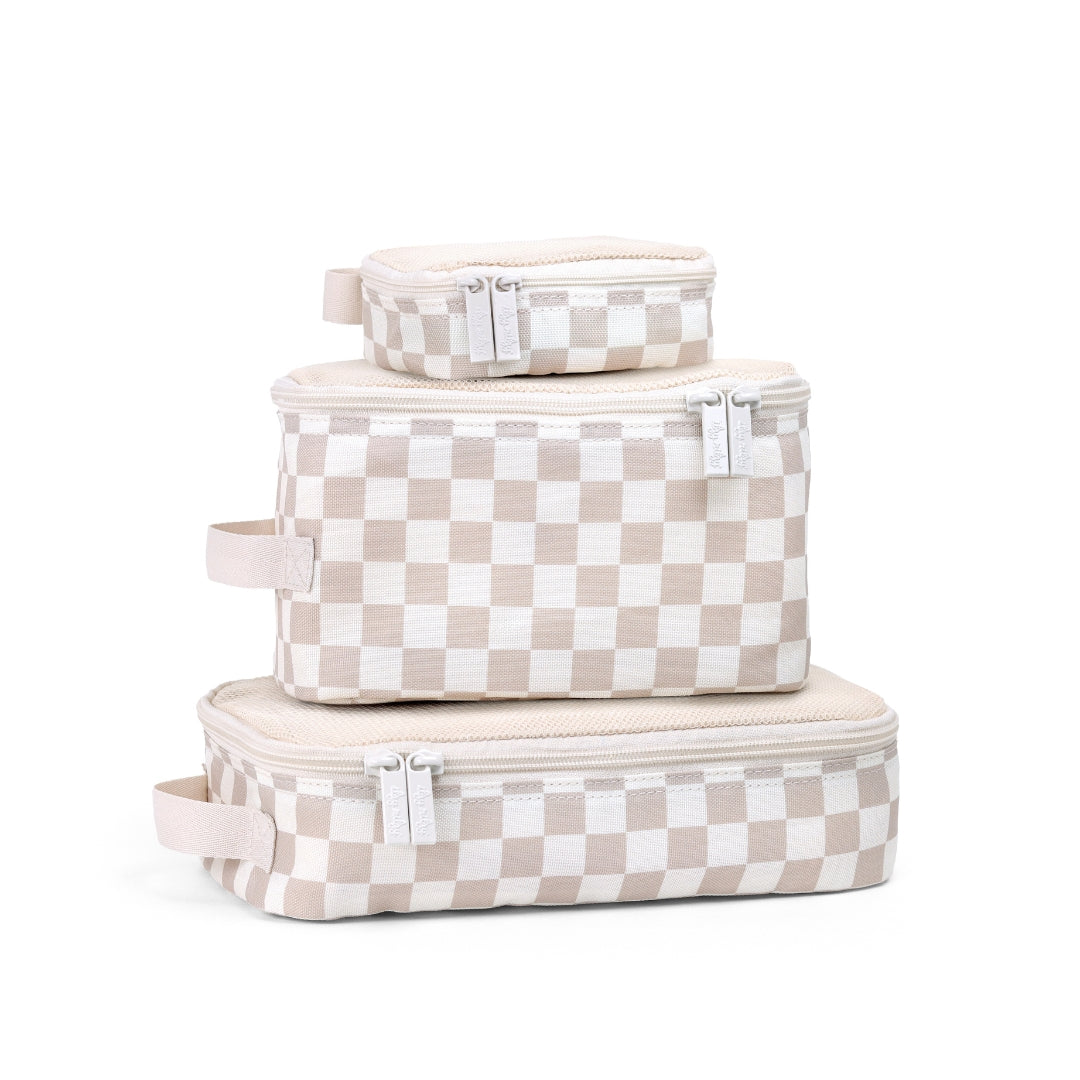 Pack Like A Boss Packing Cubes Taupe Checkerboard