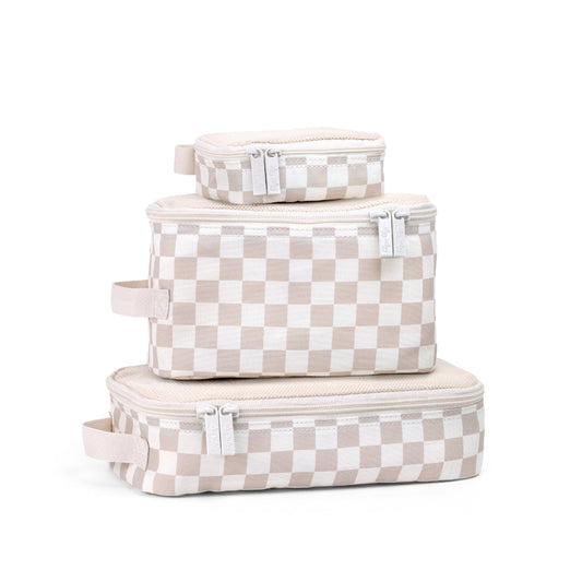 Pack Like A Boss Packing Cubes Taupe Checkerboard